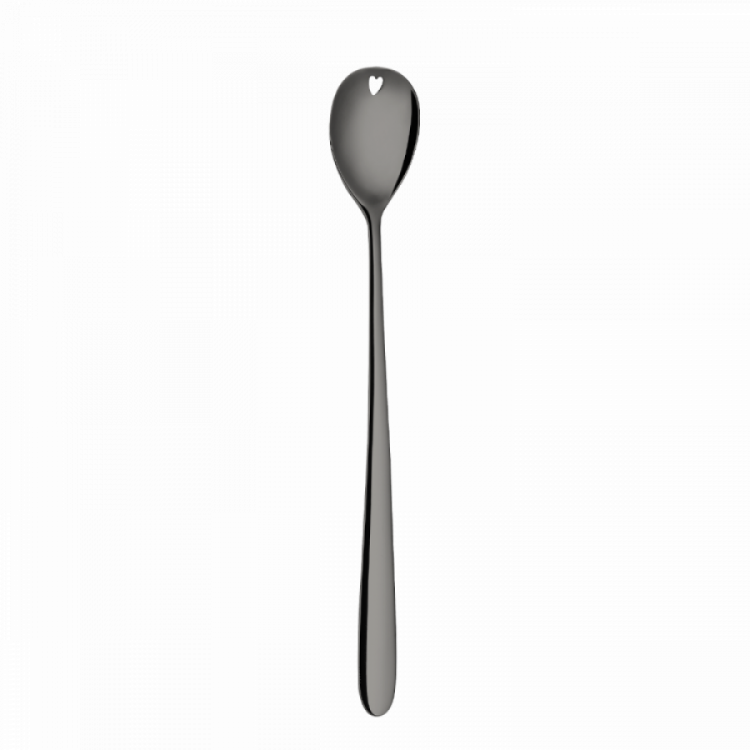 Lingurita de latte cu inima PVD gri - Love Cutlery