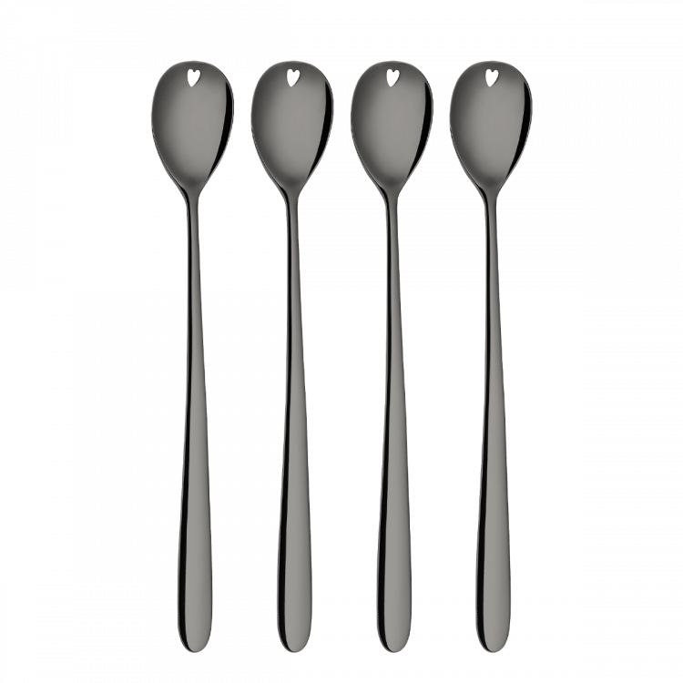 Latte lingurițe cu inimioară gri 4 buc/set – Love Cutlery