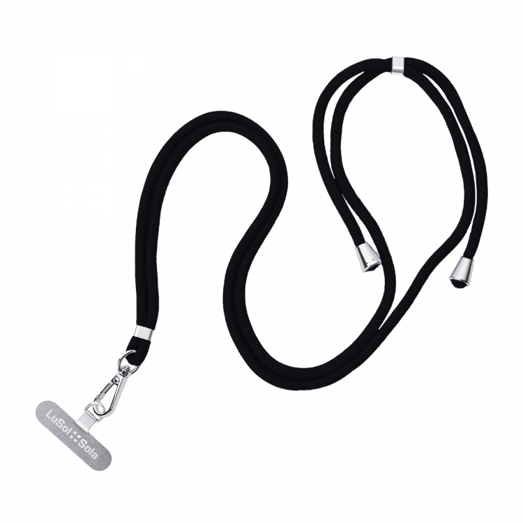 Lanyard pentru telefonul mobil cu logo-ul Lusol::Sola, negru