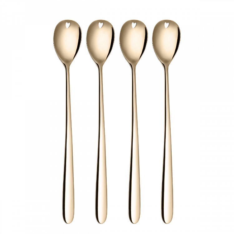 Latte lingurițe cu inimioară champagne 4 buc set – Love Cutlery